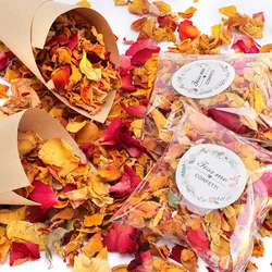 10-120Pack Biodegradable Wedding Confetti Gold Rose Petals Dried Flower for Wedding Proposal Party Valentine's Day Decoration