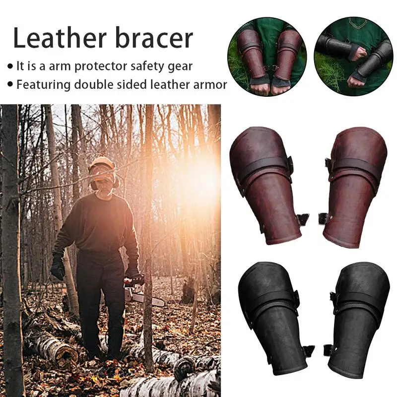 1 Pair Cosplay Props Faux Leather Wide Bracer Lace Up Arm Armor Cuff Cross String Steampunk Medieval Gauntlet Wristband