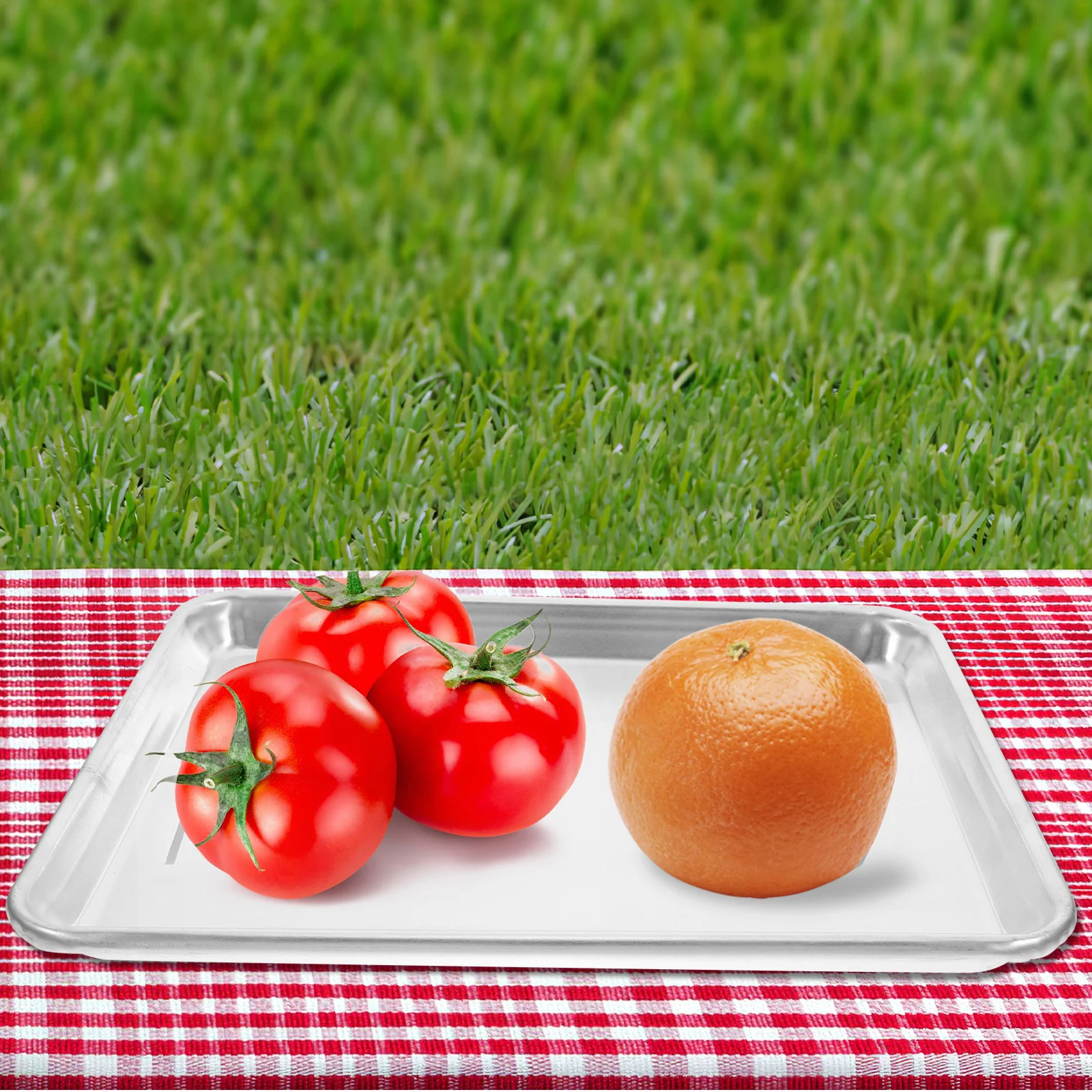 

Stainless Steel Rectangular Baking Tray For Grilling Serving Oven Safe Kitchen Pan Portable Metal Food Dish Steak Salad