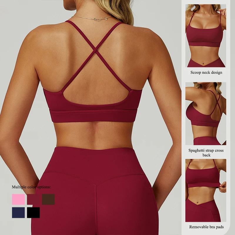 

Ctenkevet Summer New Style Square Neck Women Sport Bra Female Gym Running Shockproof Underwear Woman Cross Beauty Back Yoga Bra