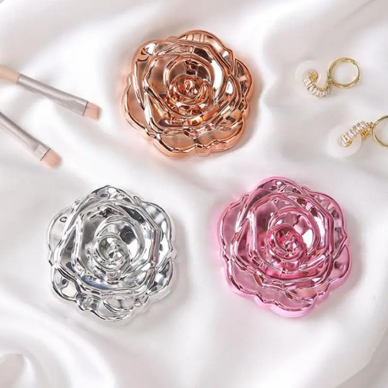 Portátil mini espelho retro rosa flor pequeno bolso espelho de maquiagem dupla face espelhos de mão compacto maquiagem cosmética ferramenta beleza