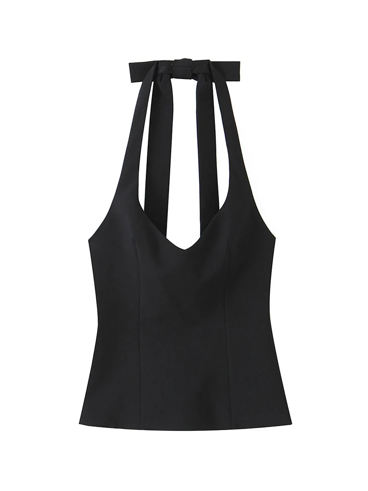 TFMLN vrouwen Zomer Halter Tank Tops 2025 Nieuwe Mode Zoete Strapless Boog Elegante Straat Casual Backless Vrouwelijke Top Kleding