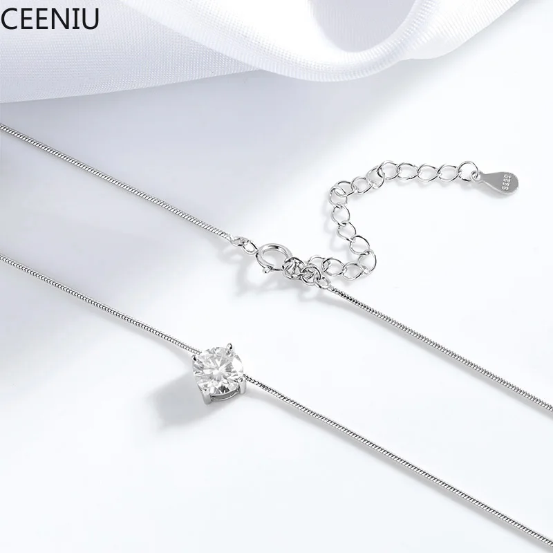 0.5-2CT D Color Certified Moissanite Necklace for Women Sparkling Lab Diamond 100% 925 Sterling Silver Pendants Wholesale