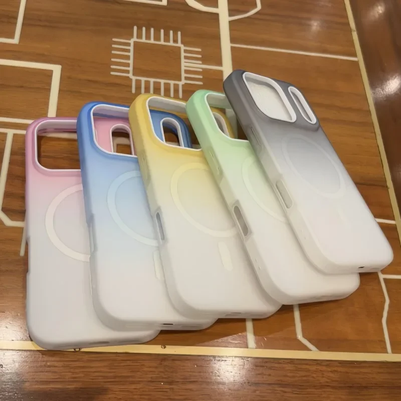 2 IN 1 Gradient Color for Magsafe Magnetic Case for IPhone 17 Air 16 15 14 13 12 Pro Max Shockproof Wireless Charging Cover Skin