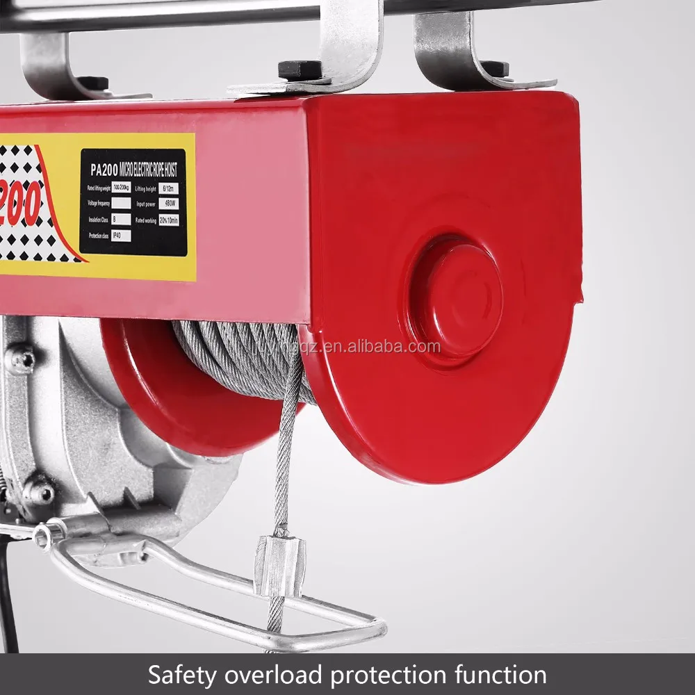 Pa400 125kg Mini Electric Hoist Wireless Remote Control New Single Phase 100 200kg Capacity For Retail Wire Rope Sling