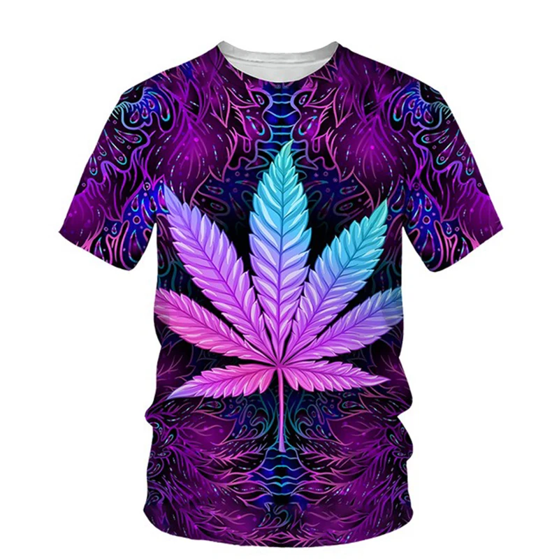 Dangerous Plant Grass 3D Harajuku Printed Men\'s Fashion Street Hip-Hop Personality Round Neck Short Sleeve T-shirt Loose Top New