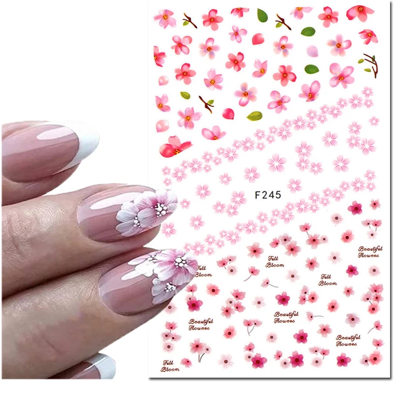 3d Nail Art Stickers Roze Kersenbloesems Sakura Bloemen Zelfklevende Sliders Nagelstickers Decoratie Voor Manicure