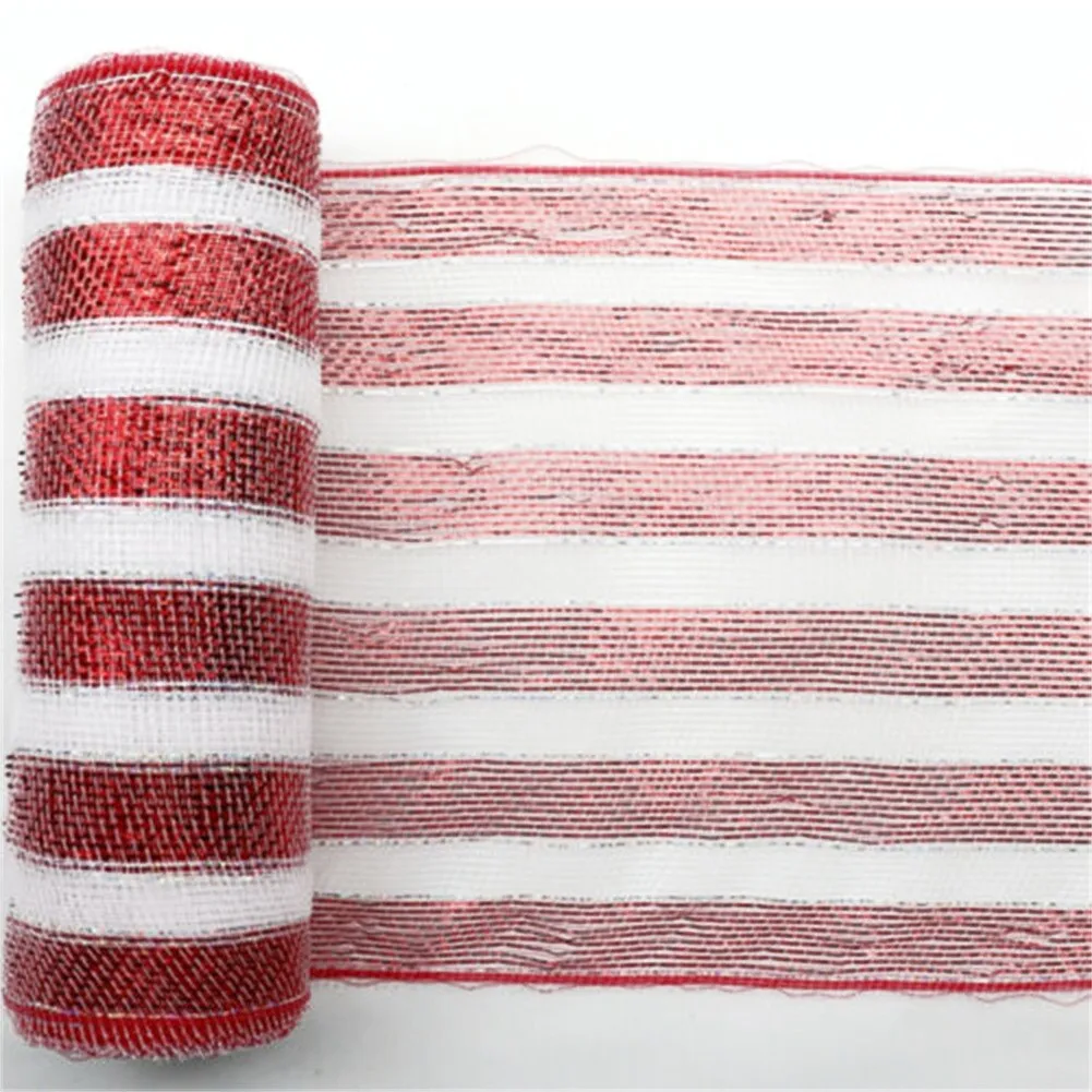 10 Yards Tulle Roll TTutu Fabric Red White Striped Mesh Roll DIY Wedding Decoration Baby Shower Party Supplies