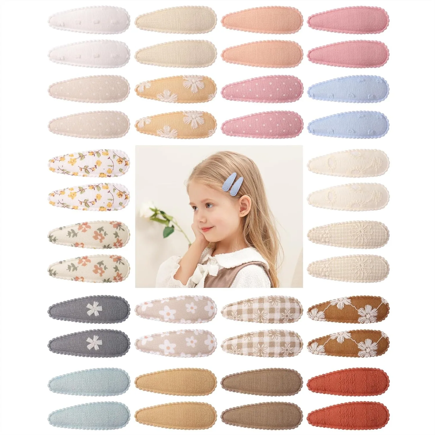 

40Pcs Toddler Hair Clips Barrettes For Baby Girls Floral Print Non Slip Snap Hairpins Flower Hair Clips For Girls Kids Toddler Hair Accessories