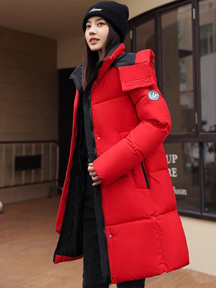 Thiened down コットンジャエット レディース ミッドレングス 冬用 ファッション ルーズ スリミングコート 韓国風 スリーブ ロング スリーブ ジッパー開閉