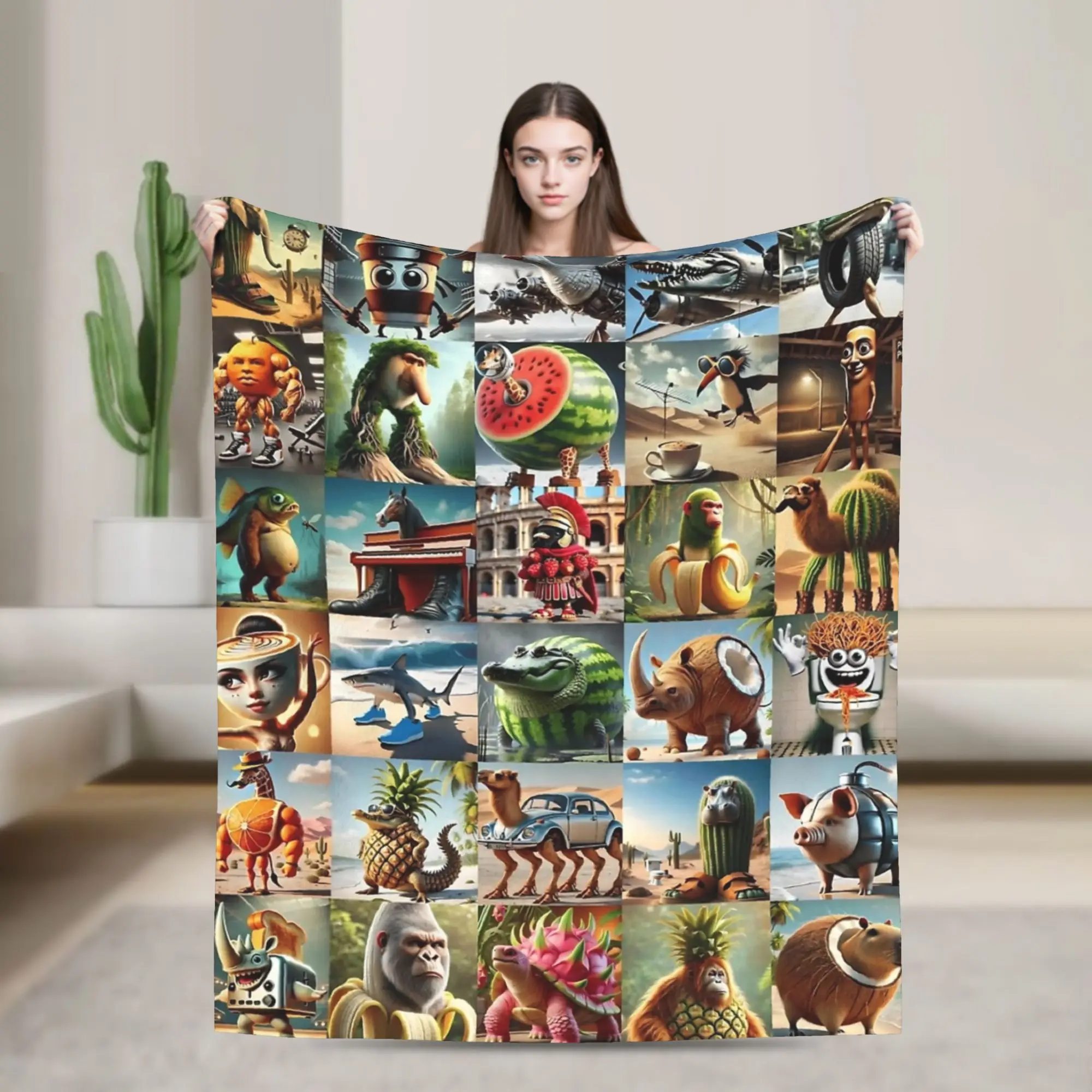 Italian Brainrot All Stars Funny Meme Blankets Fleece Spring Autumn  Multi-function Warm Throw Blankets for Bedding Travel Quilt