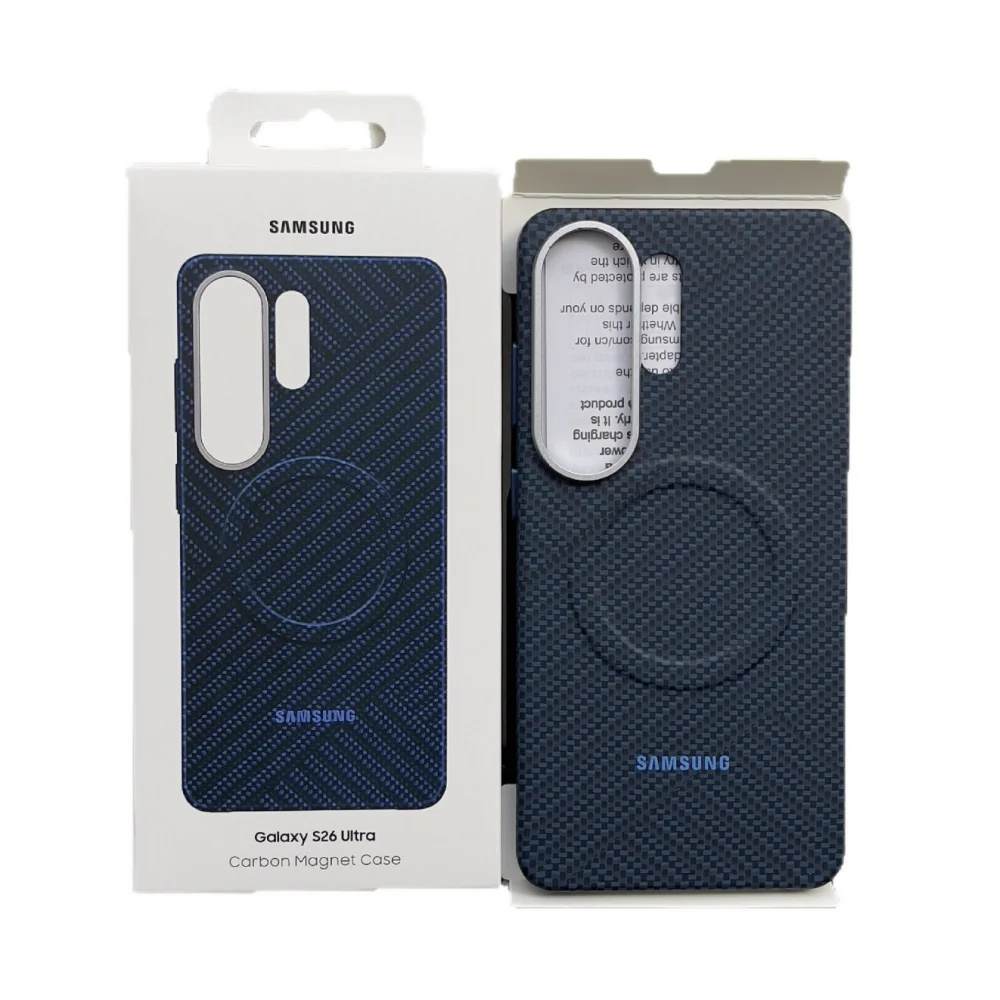 Cienka magnetyczna obudowa z teksturą węglową do bezprzewodowego ładowania MagSafe, twarda obudowa z PC i stopu, z ochroną obiektywu, smukła tylna obudowa do Samsunga S26 S25 S24 Ultra — zdjęcie produktu 7