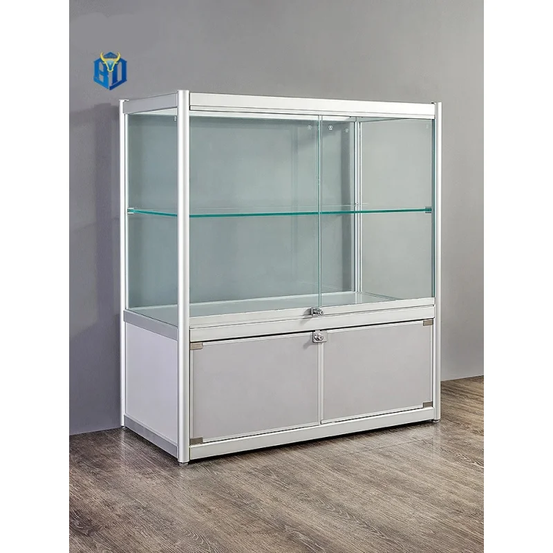 custom.Jewelry Display Stand Aluminum Frame Glass Showcases Glass Display Cabinet