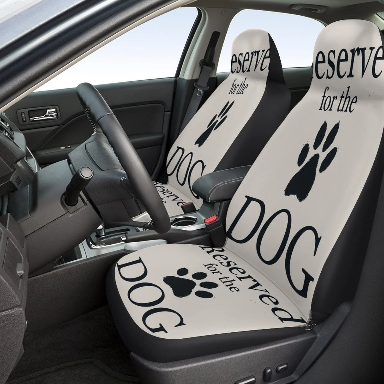 Dog Reserve Sign Designed Car Seat Cover Set For Most Cars, High-quality Comfortable Car Seat Protector Covers Full Set, Univers