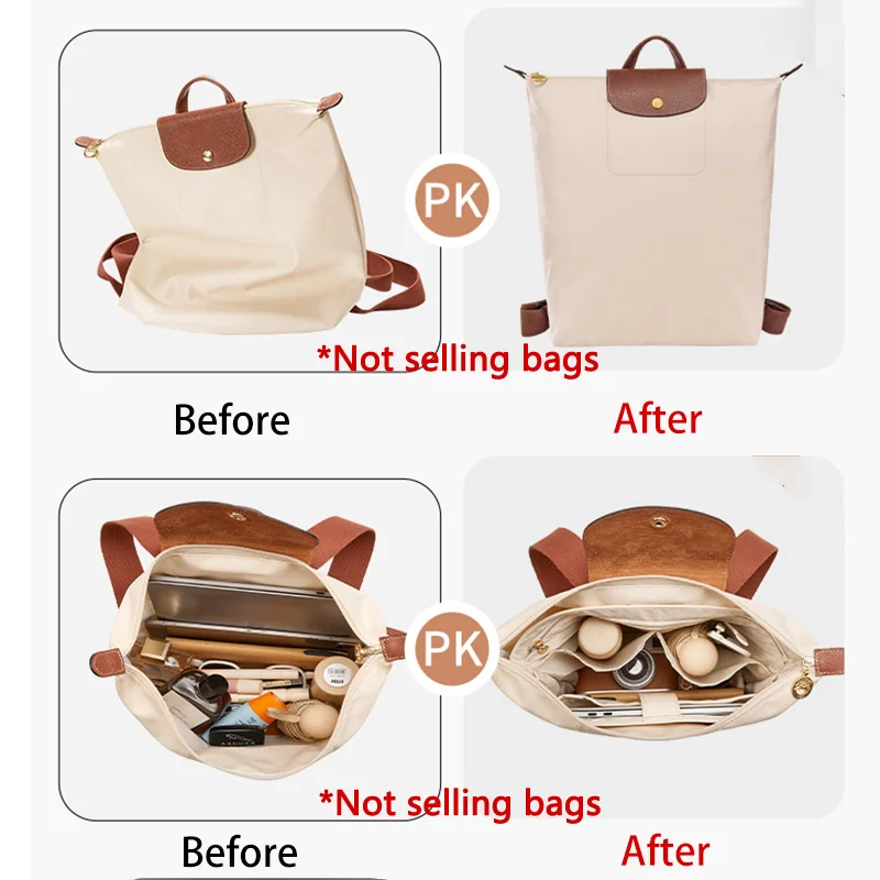 Bag Organizer Insert For Longchamp Backpack Storing Computer Water Bottle Easy To Find Nylon Durable Bag Support Bag Accessories