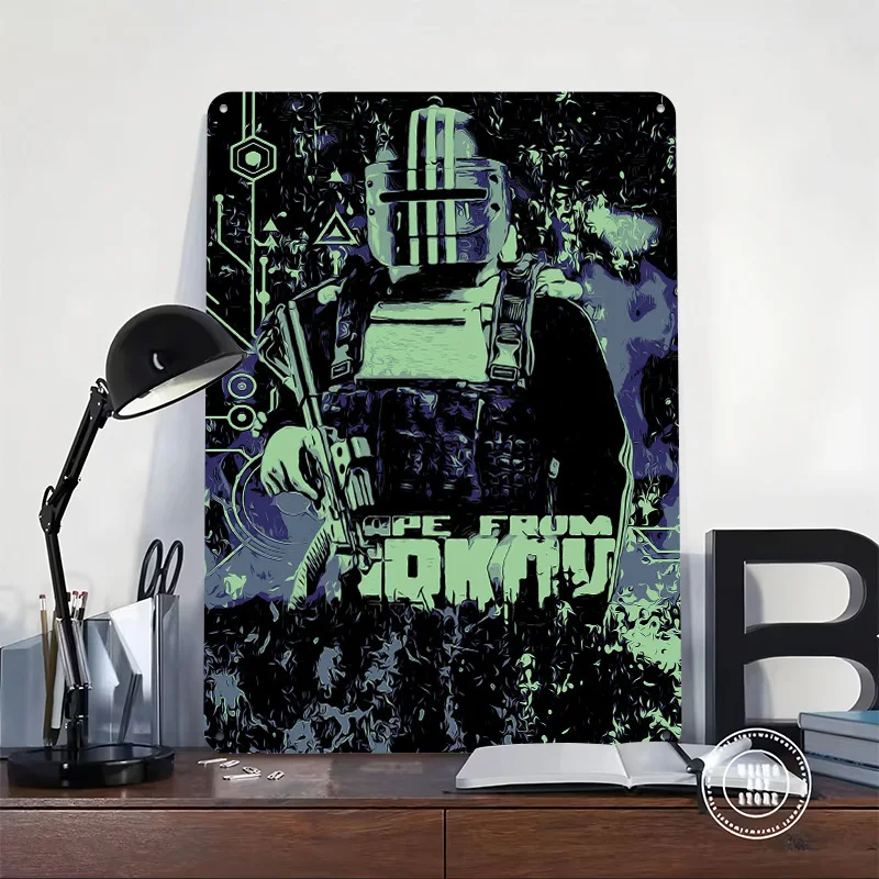 الهروب من Tarkov المعادن المشارك تين علامات خمر الديكور الداخلي في المنزل علامة معدنية مخصصة لجدار الفن الديكور رجل الكهف