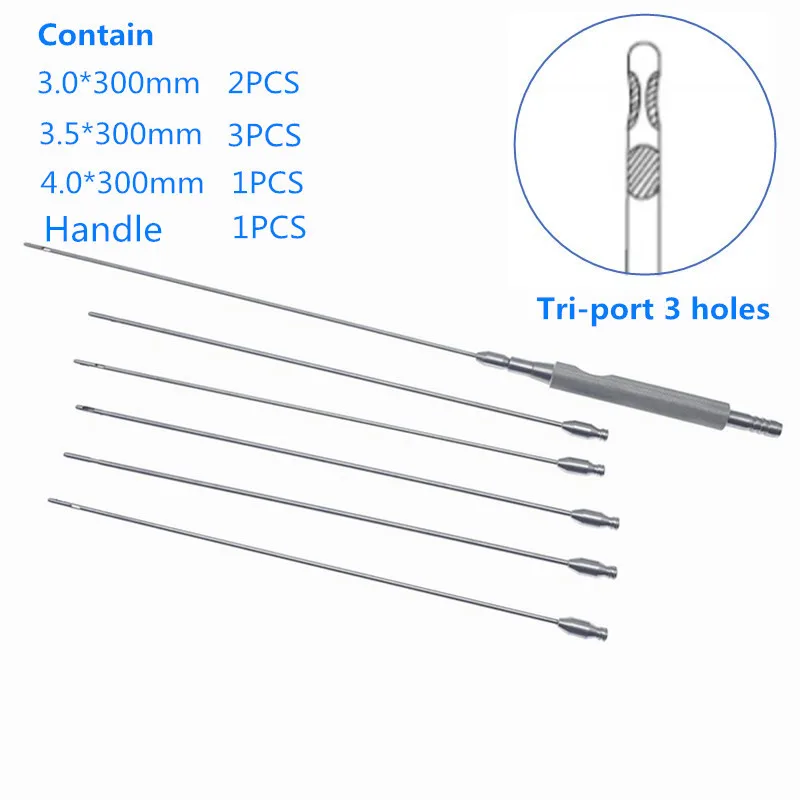 Liposuction Cannula Tri-port Holes Fat Harvesting Cannula Stainless Steel Fat Transfer Tools