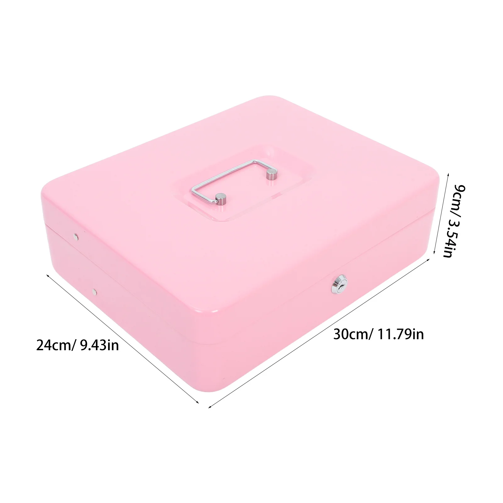 1 مجموعة صندوق مع قفل صندوق تخزين المال المعدني عدادات البيع بالتجزئة، تأمين مفتاح النقدية المنظم مخزن مطعم، الحديد الصغيرة آمنة مع #4