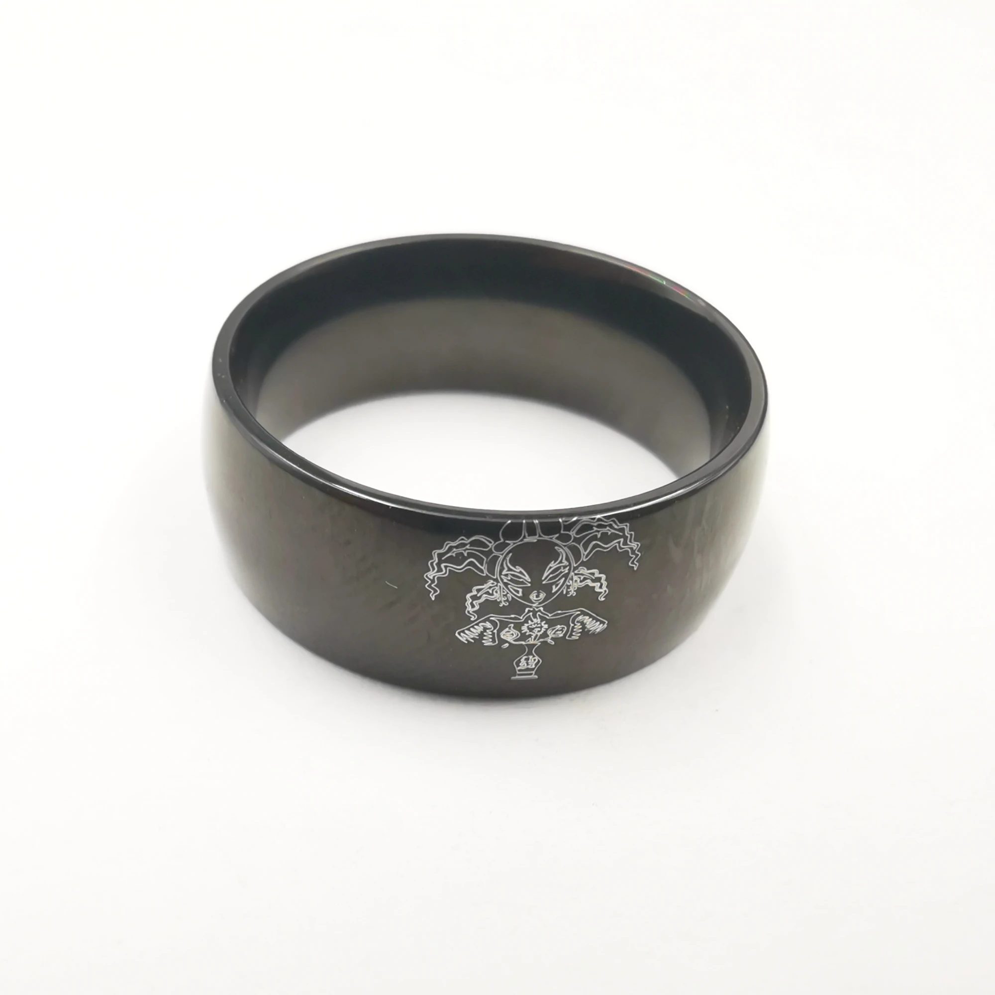 Black Stainless Steel Mens Smooth Ring ICP Yum Charm Juggalo Logo Rings 8-12#