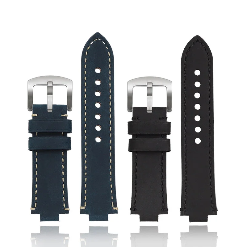 Convex mouth wristband For ORIS diving AQUIS retro Cowhide  733 7730 7740 men's watch strap 24 * 12mm 24 * 11mm belt