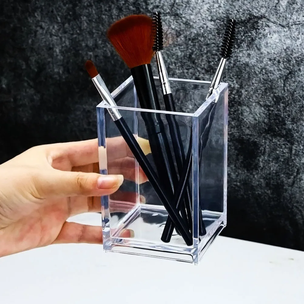 

2pcs Clear Brush Holder Organizer, Large Acrylic Storage Box For Vanity Table, Desktop Makeup Case Organizer, Brush