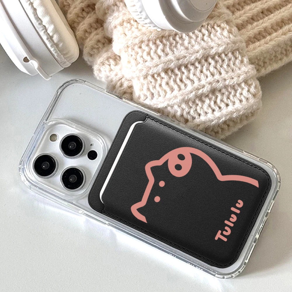Pig Tululu Leder-Kartenetui Handyhülle Kartenhalter für Magnetische Hülle Geeignet für alle iPhones für Magsafe Karten-Handy-Rückentasche – Detail 4