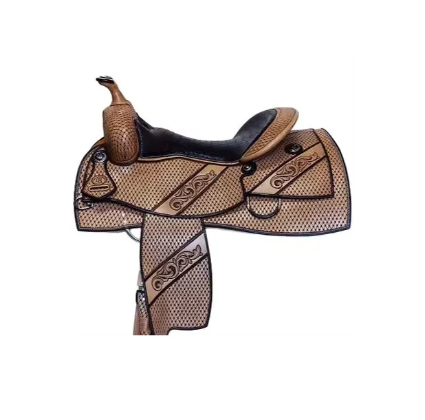 Made Hand Custom Tooled High Quality DD Leather Racing Western Designer Horse Saddle From India, Wholesale Manufacture