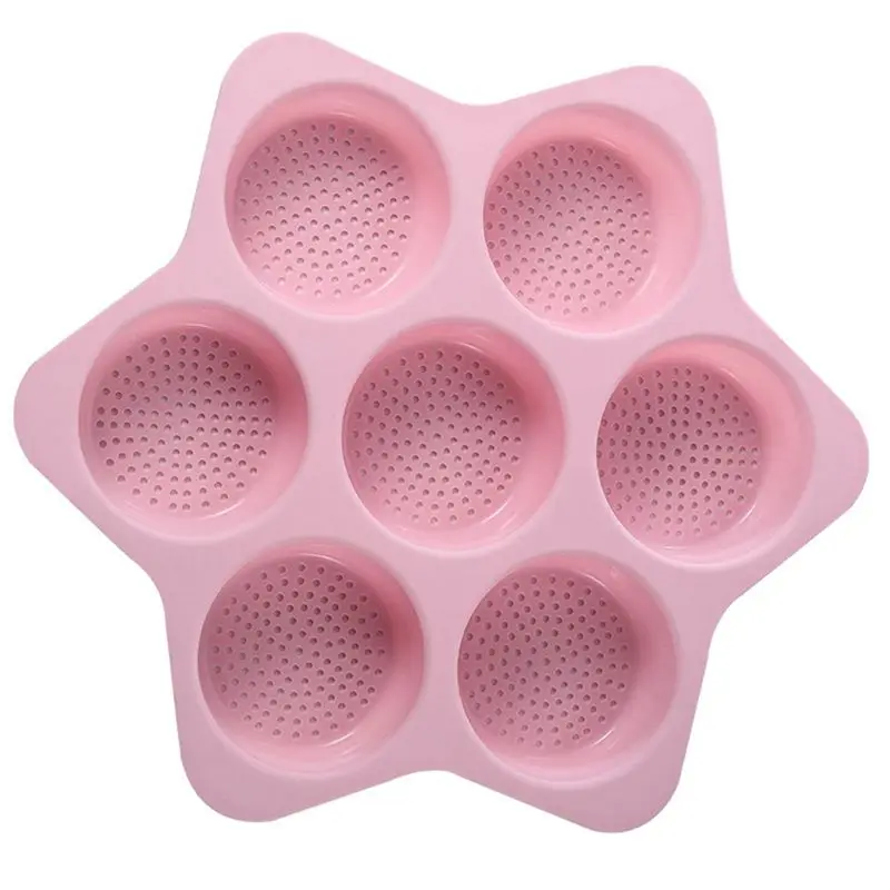 M10K Silicone Hamburger Bun Mold 7 Cavity Loaf Pan Non Stick Baking Pan Easy to Release Household Silicone Food Baking Tool A