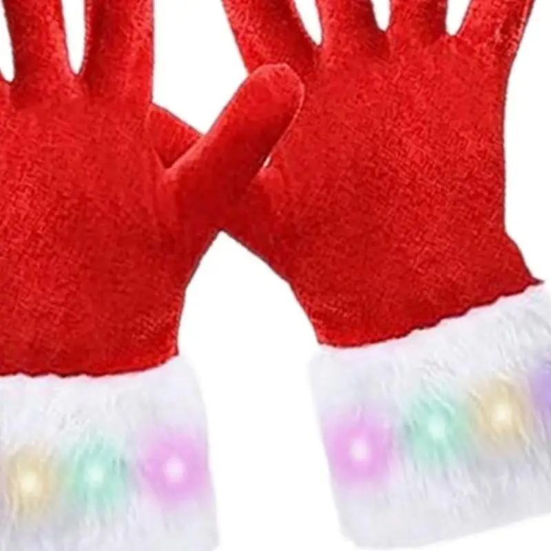 39BD Teenager-Cosplay-Weihnachtsmann-Winterhandschuhe mit LED-weißen Manschetten, warme Plüsch-Handschuhe – Detail 5