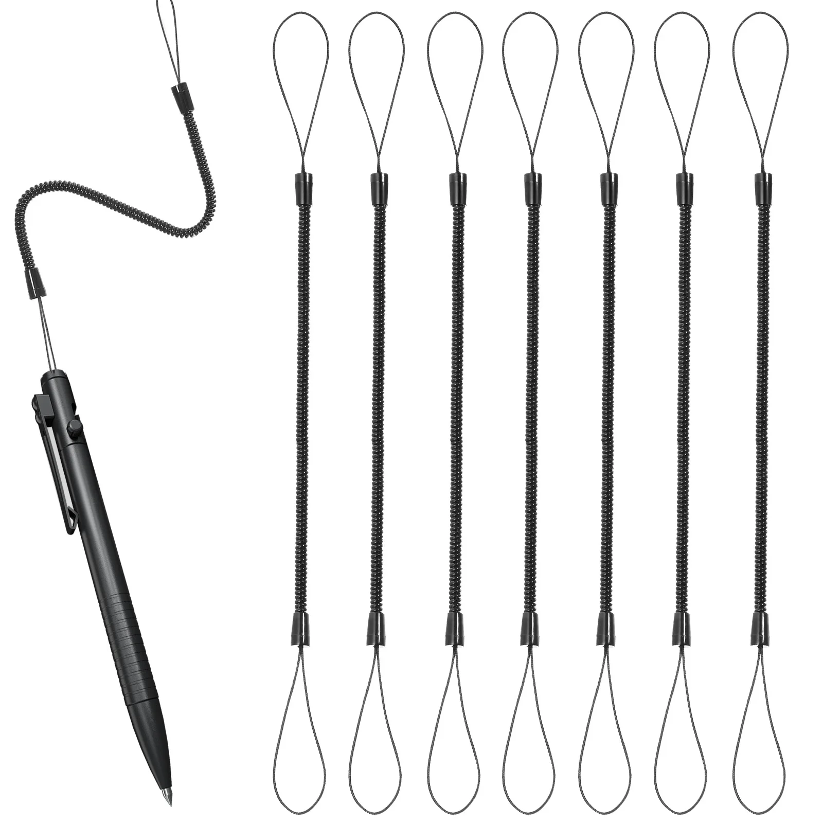 8 pcs Pen Lanyard Elastic Spring Rope For Stylus Touch Pen Anti Lost Retractable Cord Portable Holder For Office School Tablet