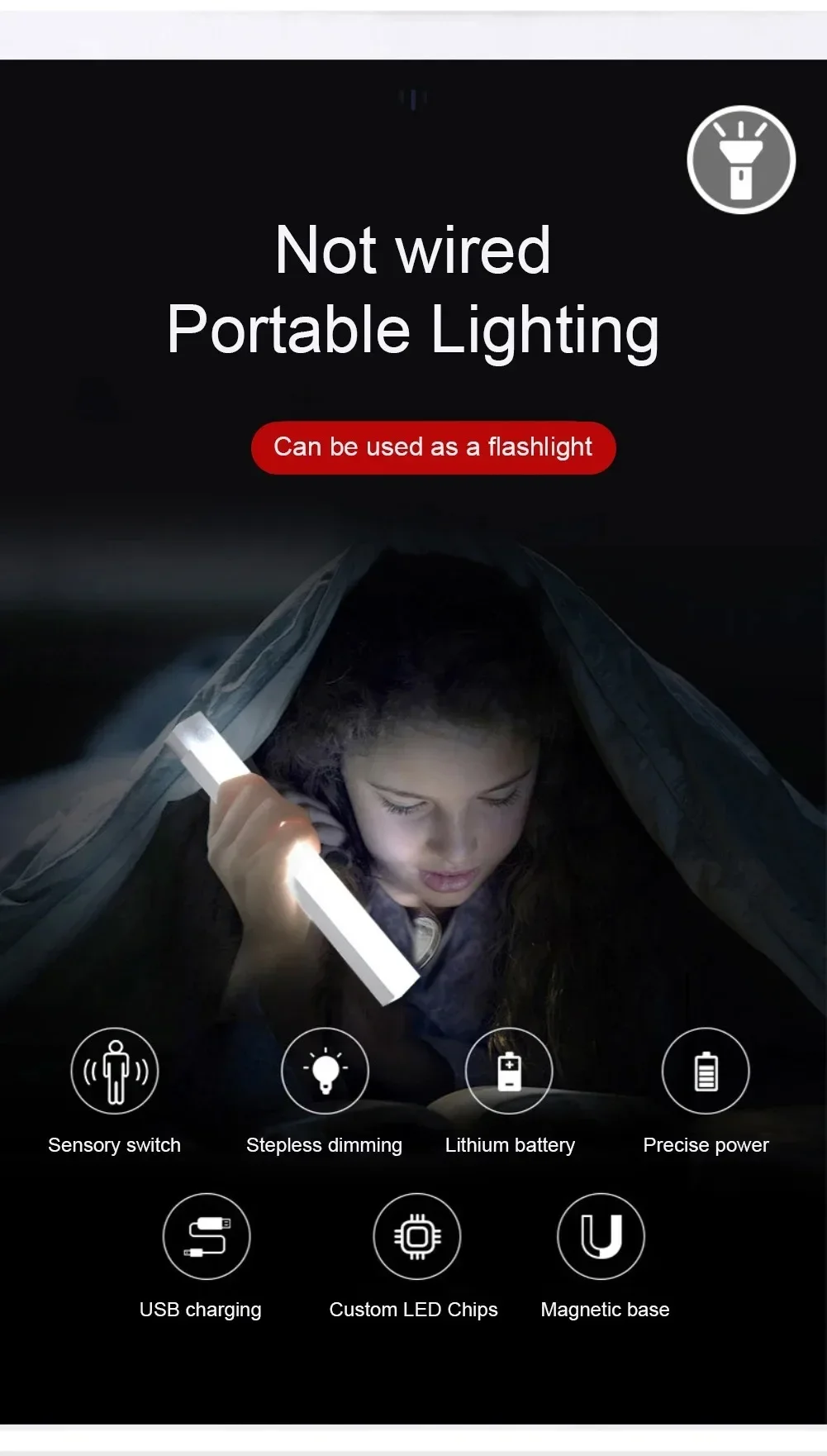 Lampy barowe LED USB akumulatorowy czujnik ruchu ściemnialny czujnik lampka nocna przenośna indukcyjna lampa szafkowa do pokoju kuchennego