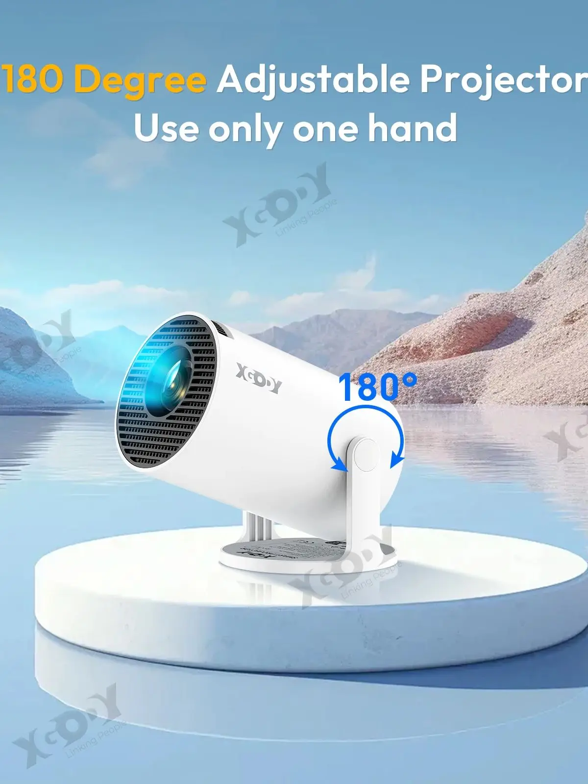 Projecteur XGODY Beamer Gimbal 3 4K Wifi6 à courte focale Android11 260 ANSI Dual WIFI BT5.4 1280*720P Home Cinéma