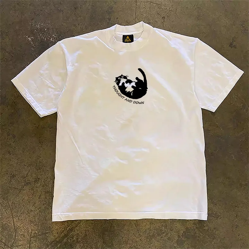 Loose Fit Short Sleeve T-Shirt Pure Cotton Double Thread Women's Style Heavyweight Couple's Tee Casual Summer Fashion