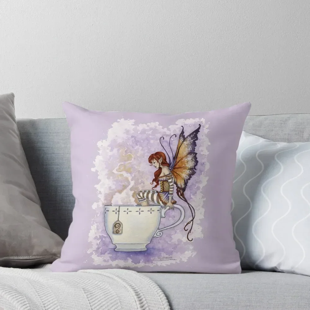

Warm Toes Tea Faery Throw Pillow Pillows Aesthetic Decorative pillowcase Elastic Cover For Sofa pillow