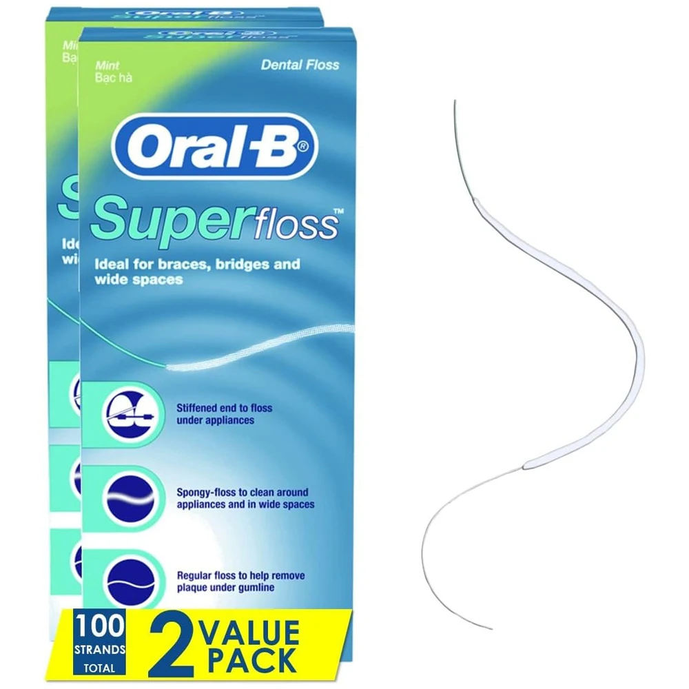 

Dental Products Superfloss Dental Floss Oral B for Teeth Braces Bridges Wide Gaps Cleaning Thread Super Floss Orthodontic Tools