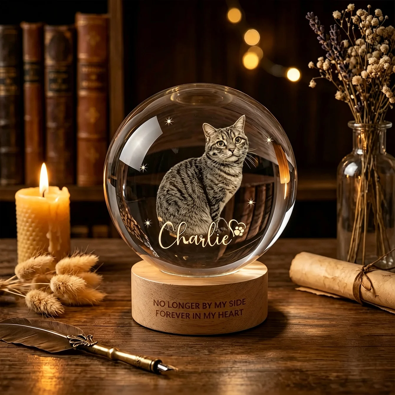 Personalized pet memorial crystal ball with name, dog pet portrait, pet loss crystal ball, customizable with photos and text, pet memorial gift, suitable for dogs and cats, personalized pet memorial c image 6