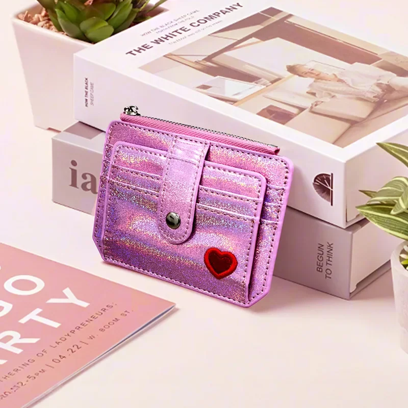 

New Bright Leather Mini Women's Purse With Zipper Money Bag Small Female Wallet Coin Pocket Thin Credit Card Holder For Ladies