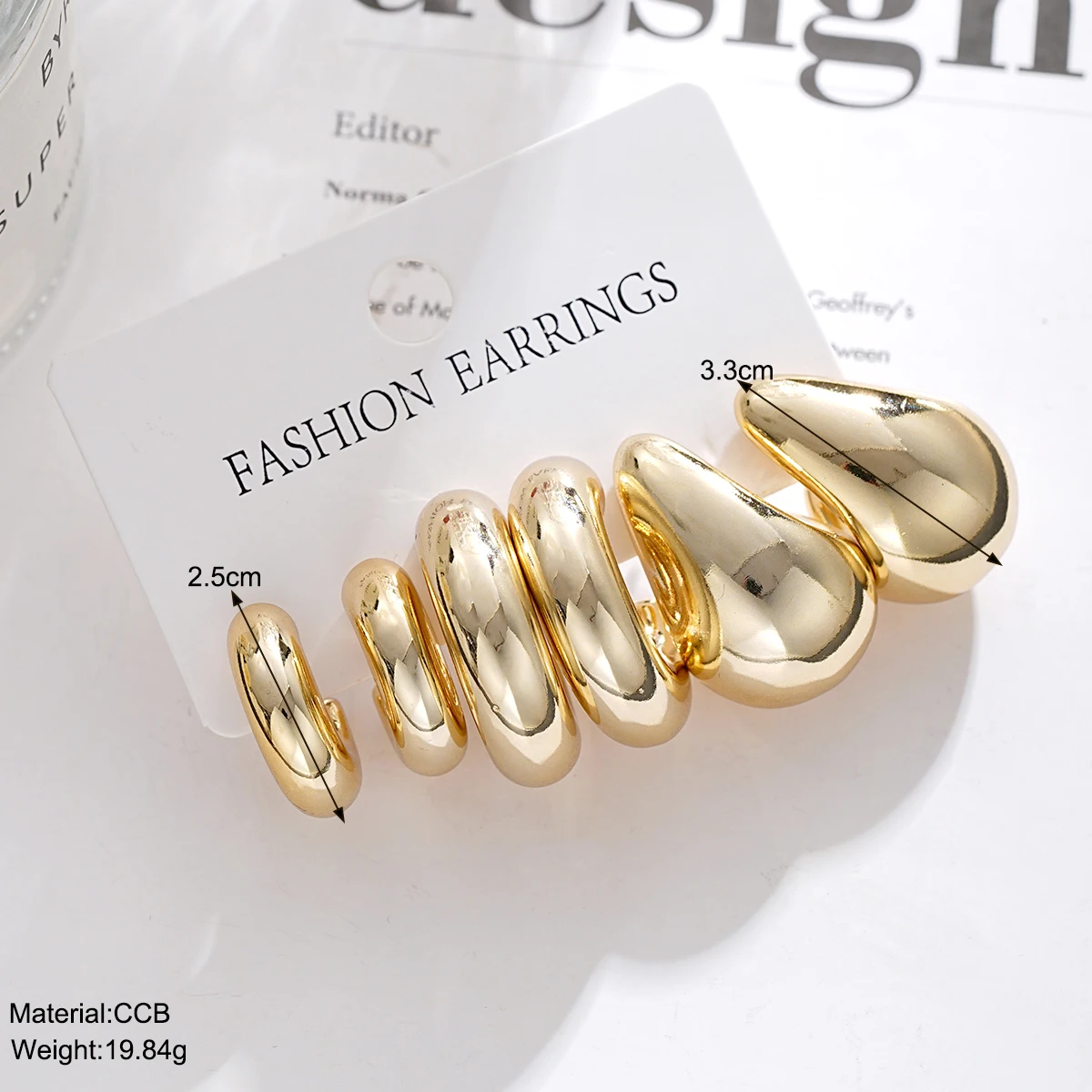 3-piece Earrings Set To Fashion Light Luxury Advanced Sense Earrings Set Female Type C Doudou Water Earrings image 5