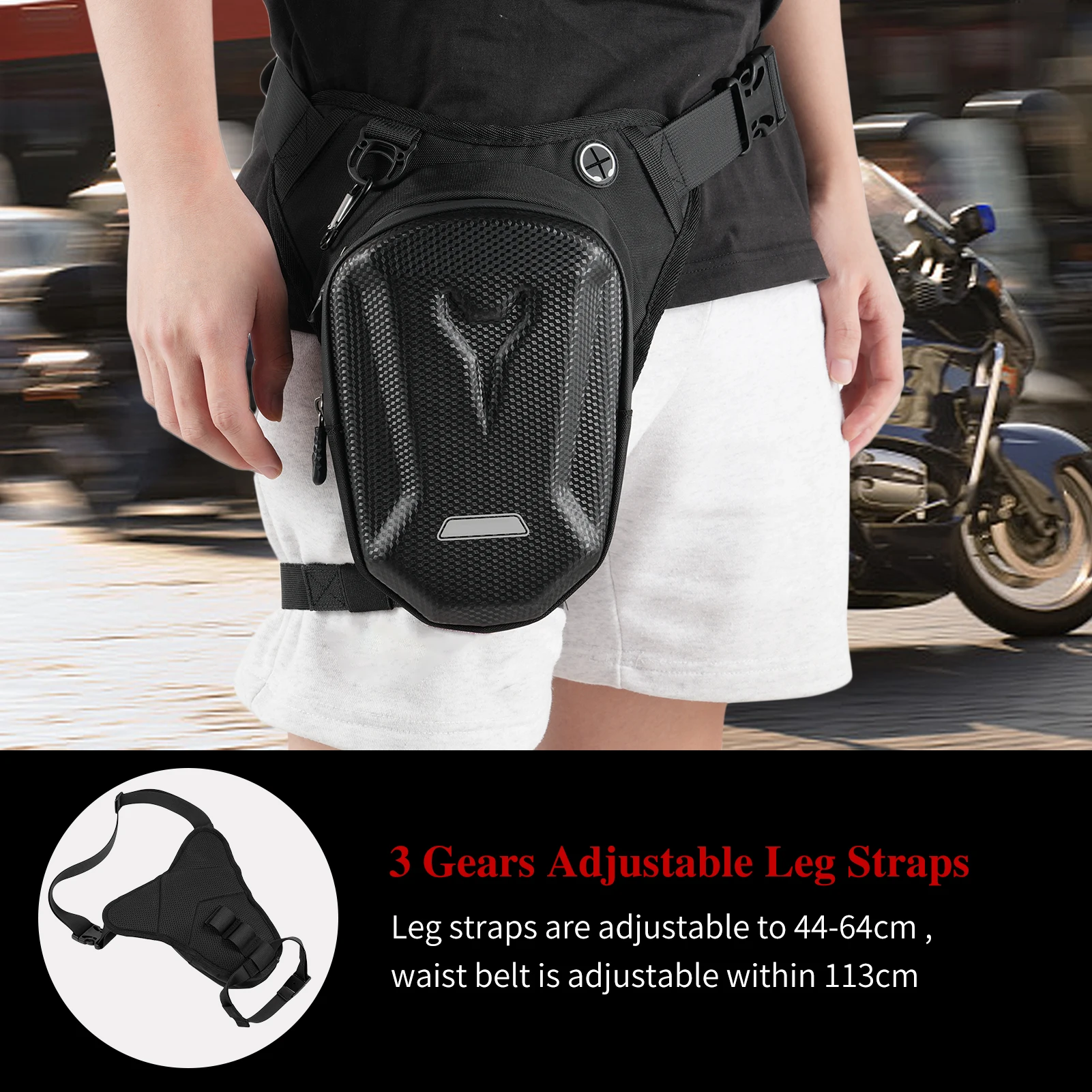 Hard-Shell Motorcycle Waist Pack Waterproof Leg Reflective Strip Side Pocket Tactical Function Chest Bag Outdoor Sports Cycling