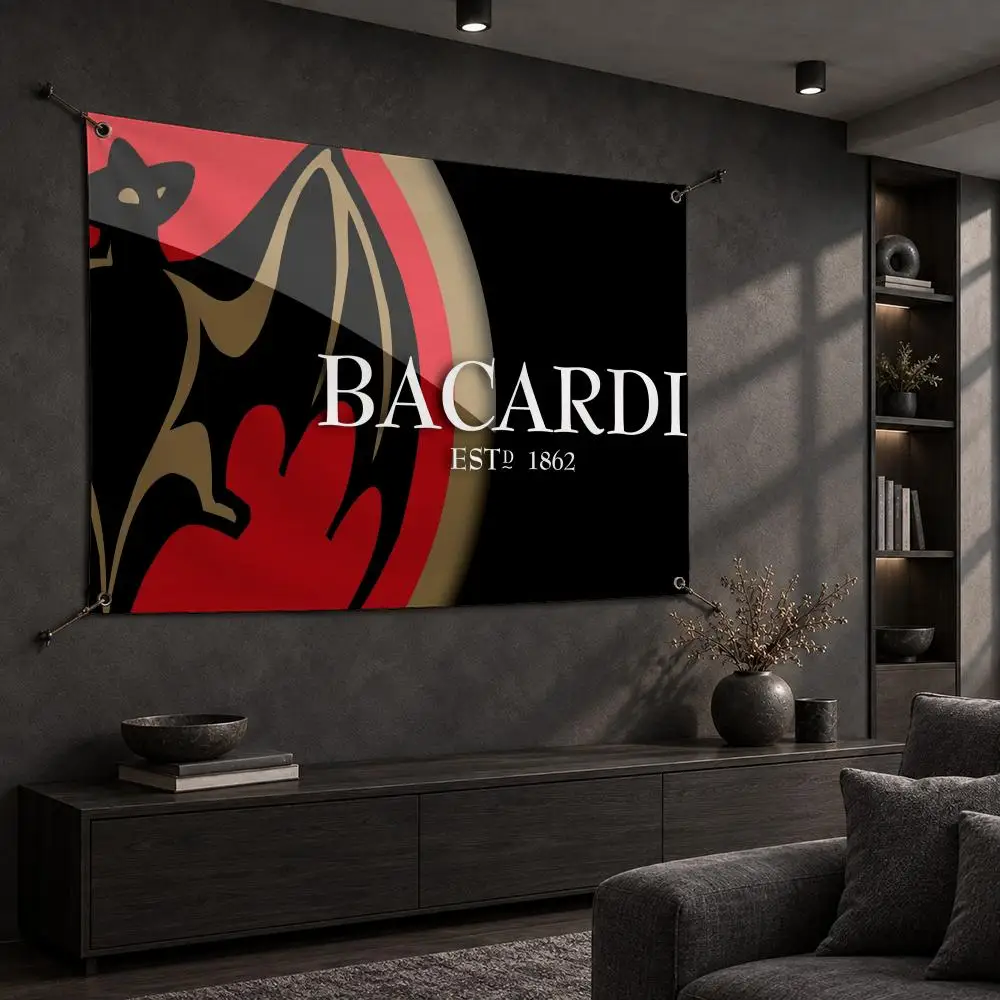 B-Bacardis Beer Design Flags Custom Decorative Wall Hanging Banner Art for Bedroom Living Room Home Office Outdoor Decor Gift