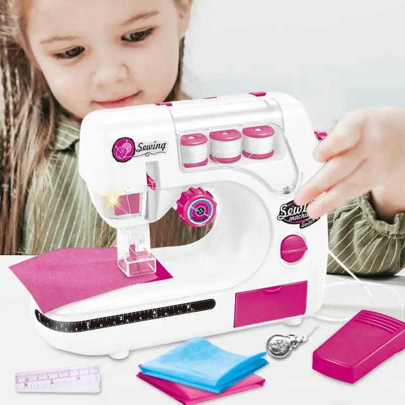 Kids Simulation Sewing Machine sets Portable Battery Powered Sewing Machine Mini handmake kits Children's gifts