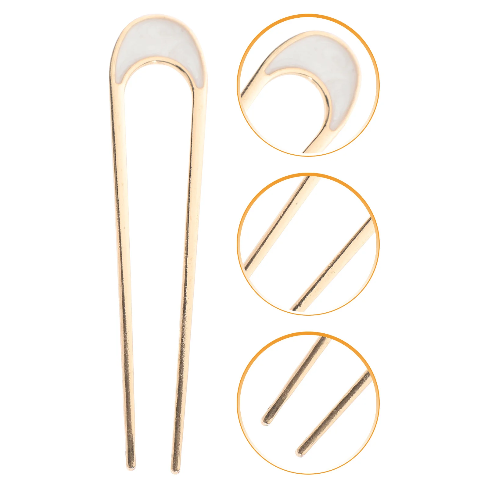 Stylish Hair Shape Chignon Pin for Women Metal Hair Stick Accessories Elegant Enamel French Pins for Thick Hair Gold