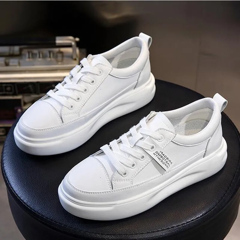 High Quality Platform Women Sneakers Autumn Leather White Sneaker Female Vulcanized Shoes Spring Casual Breathable Sports Shoe