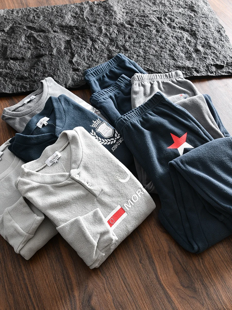 

Comfortable Fleece Sweatshirt Pants Set for Men And Women Casual Warm Home Wear Autumn Winter Long Sleeve round Neck Polyester