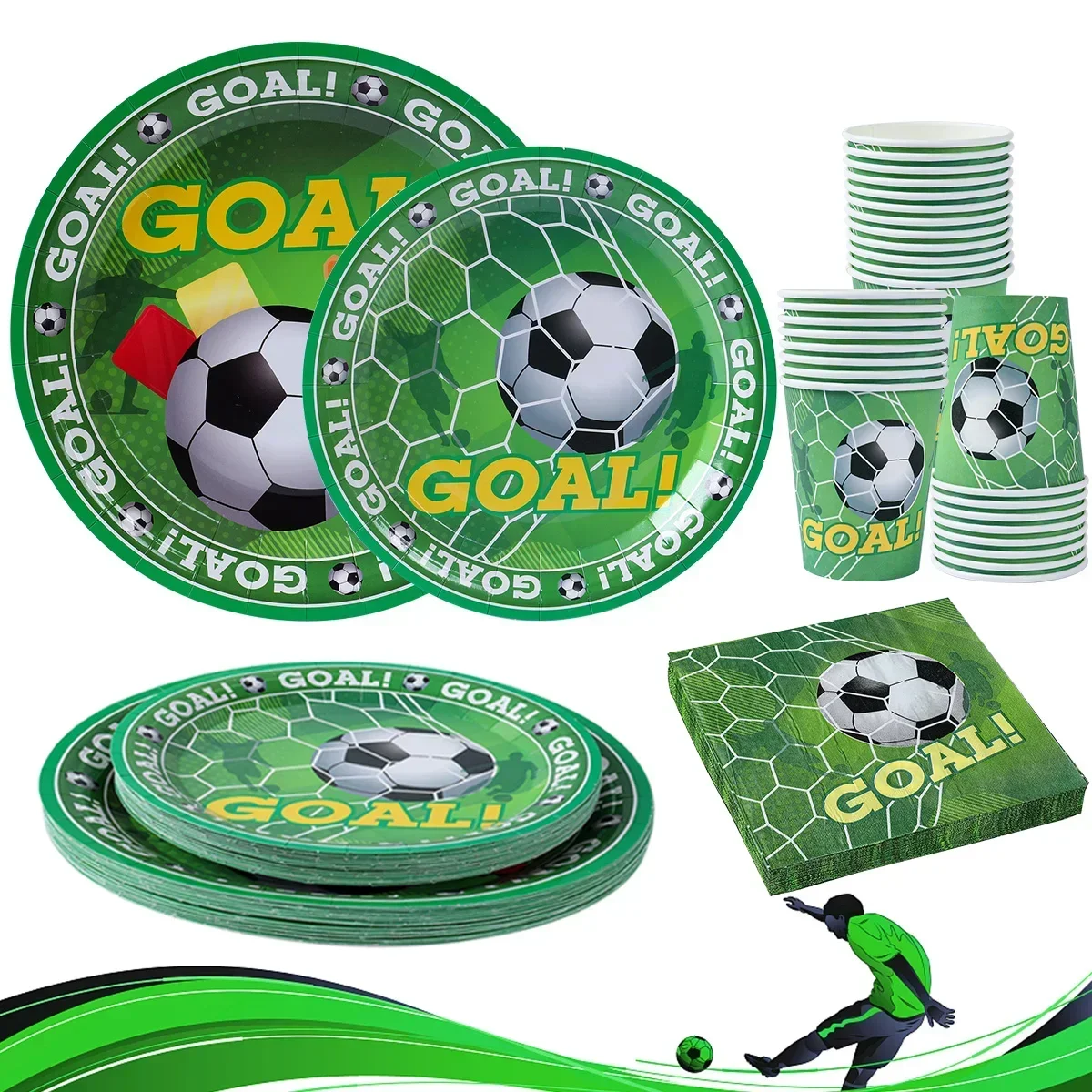 Football Theme Disposable Tableware Set Sport Boy Birthday Party Baby Shower Cake Decor Supplies Soccer Pattern Cup Plate