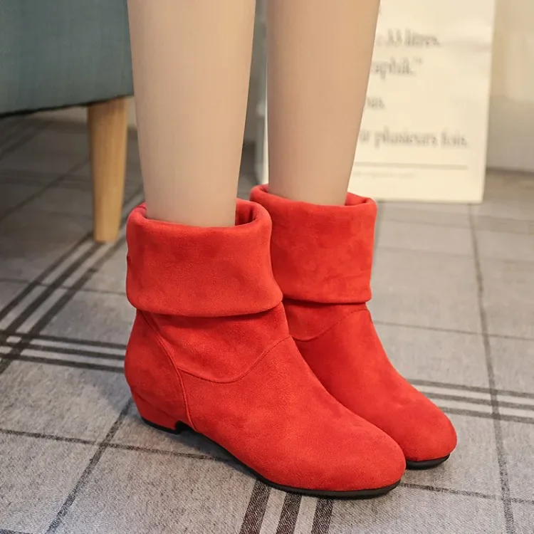 Autumn Winter Women Boots Mid-Calf Boots Brand Fashion Female Stretch Cotton Fabric Slip-on Boots Flat Shoes Womanft5