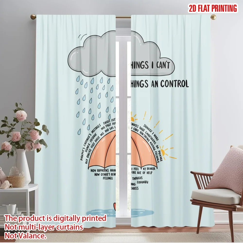 

2pcs 2D flat printing Window Drapes Mindset Control Growth Actions Choices 100% Polyester Without Electricity Party Decorations