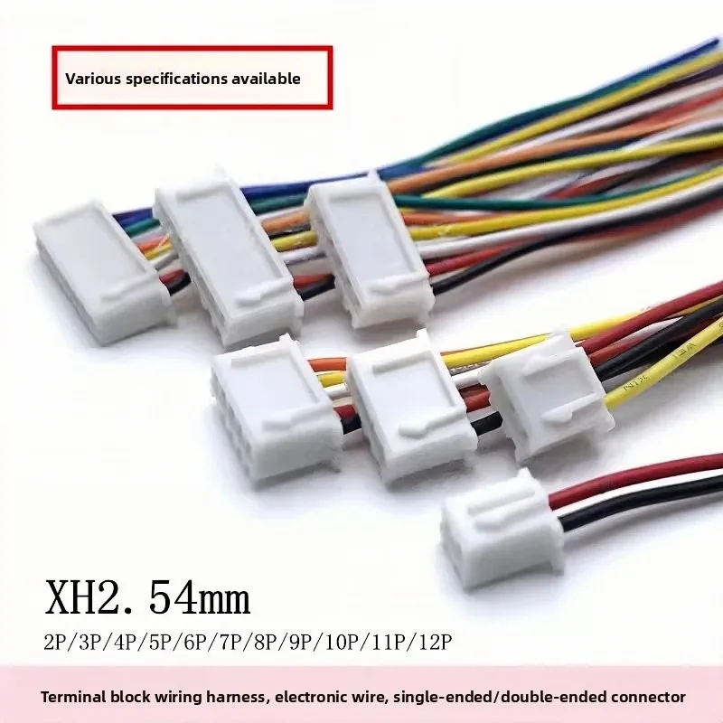 10Pcs JST XH 2.54mm Wire Color Cable Connectors Set 2P/3/4/5/6/7/8/9/10/11/12 Pin XH2.54 Pitch Plug 26AWG in 60mm/80mm/250mm/400