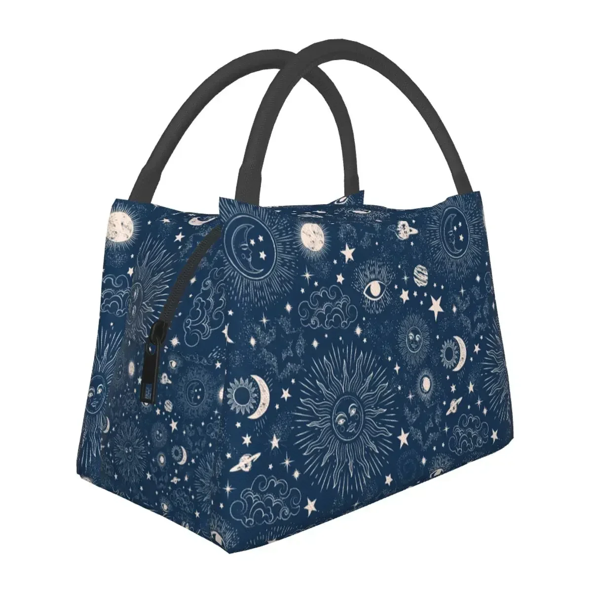 Lunch Bag Space Galaxy Moon Thermal Cooler Portable Picnic Textile Zodiac Canvas Tote Food Bag