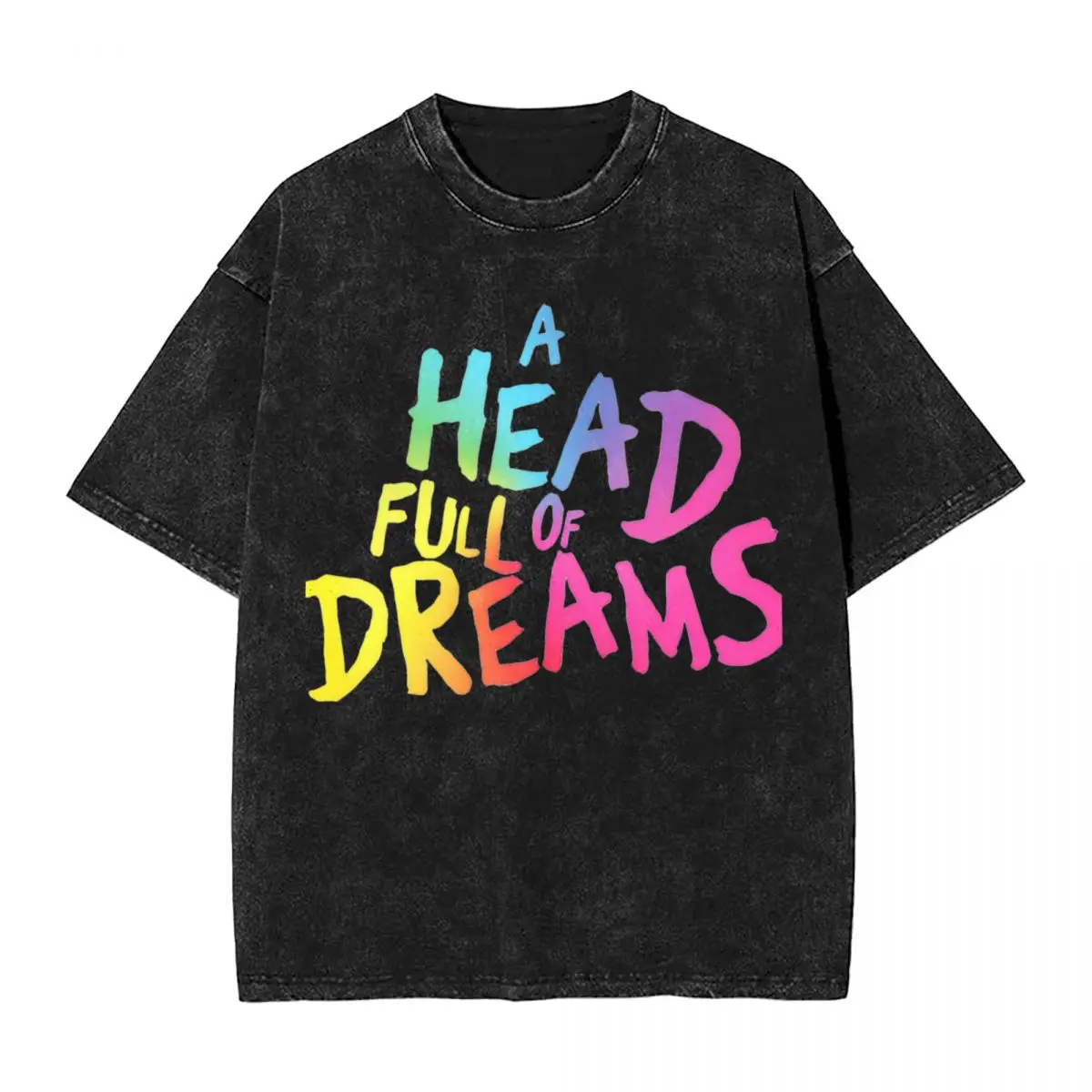 

Head Full of Dreams Washed T Shirts Streetwear Novelty T-Shirt Coldplays World Tour 2024 Tee Shirt Cotton High Street